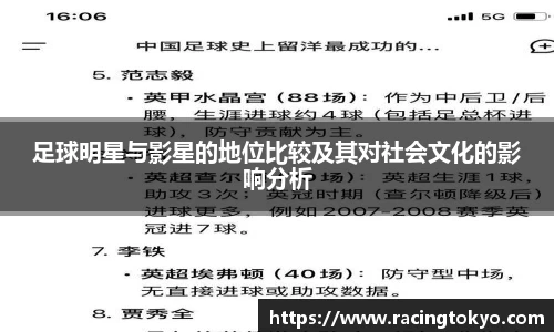 足球明星与影星的地位比较及其对社会文化的影响分析